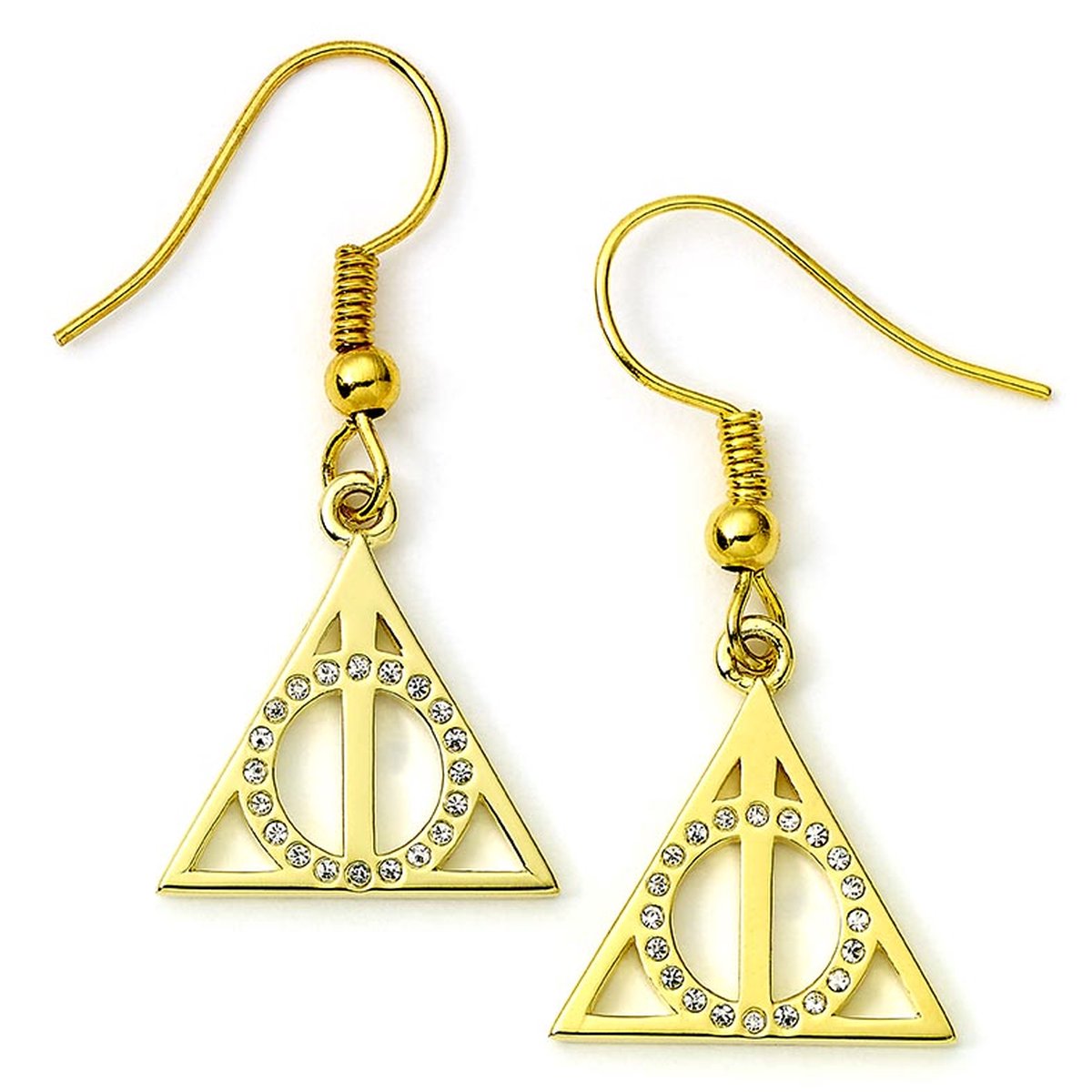 Harry Potter Deathly Hallows Gold Plated Sterling Silver Drop Earrings