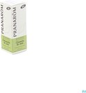 Groene en witte verpakking met Pranamom logo. De verpakking toont "Citronnelle de Java" en "Aceite Esencial".