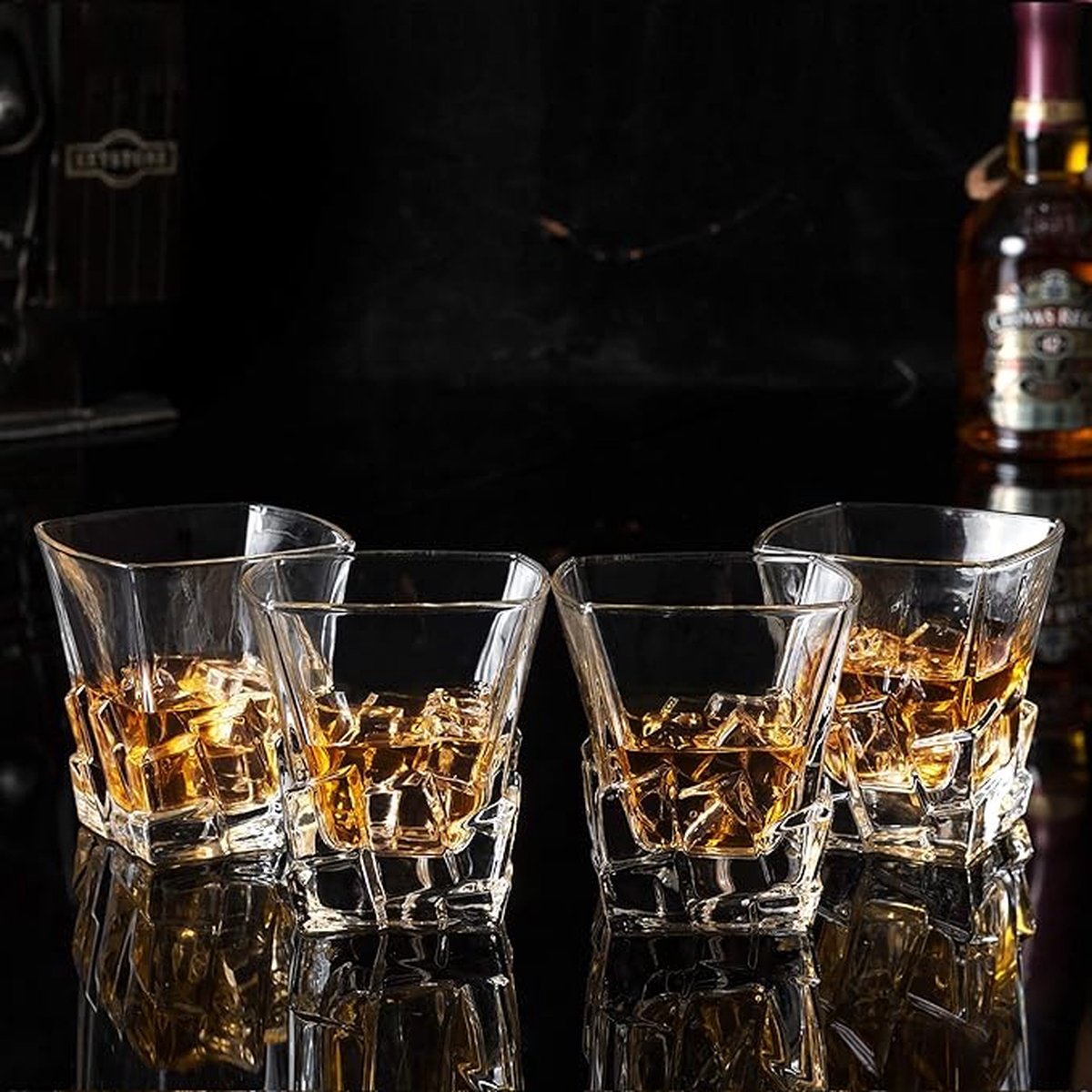 whiskey glazen set - horeca, stijlvolle kristallook, voor bar, cocktails, transparent 4