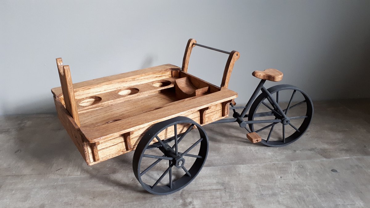 Rustic Delight Le Buveur Heureux - Bakfiets voor fles drank en shotglaasjes - Decoratie
