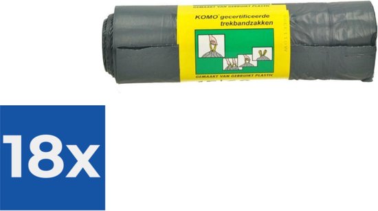 Rouleau de 18 sacs poubelles KOMO gris avec cordon.