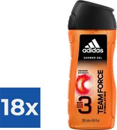 Adidas Team Force Douchegel 250 ml - Voordeelverpakking 18 stuks