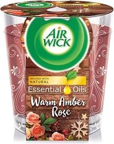 Airwick Bougie parfumée Huiles Essentielles - Rose Ambrée Chaude 105 gr - Cadre Photo - Pack économique 6 pièces