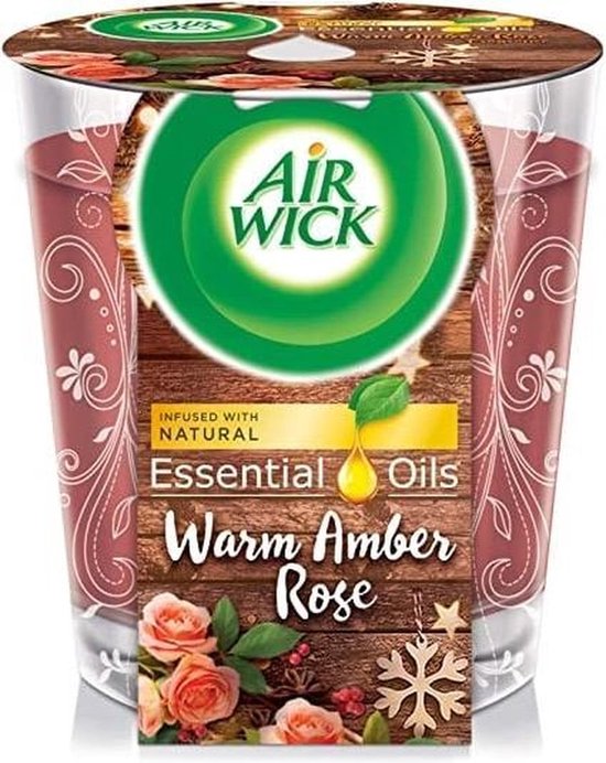Airwick Geurkaars Essential Oils - Warm Amber rose 105 gr - Fotolijst - Voordeelverpakking 6 stuks