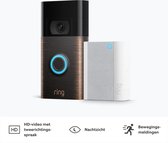 Ring Battery Video Doorbell Bronze Plus avec carillon (2e génération) - sonnette intelligente - vue de la tête aux pieds - batterie - vidéo HD+ 1536p