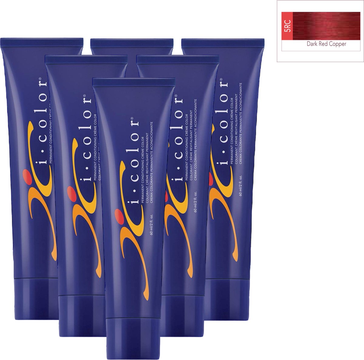 ISO i color Permanent Conditioning Crème Color 60ml 5RC Dark Red Copper x 6 tubes