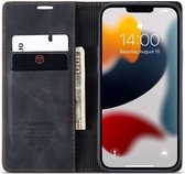 Caseme Slim Retro Wallet kunstleer hoesje voor iPhone 13 Pro Max - zwart