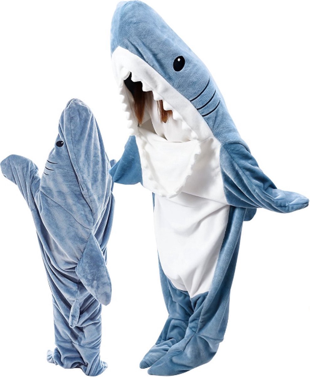 Onesie - Haai Deken - Hoodie Deken - Fleece Deken - Voor Lengte 140CM TOT 160CM
