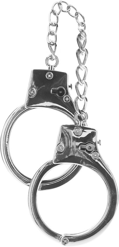 Zilverkleurige handboeien met schakelketting.