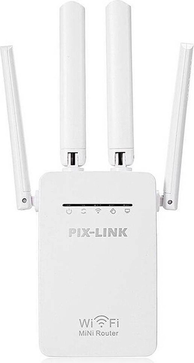 Wifi Repeater – Zeer Krachtig voor streaming, internet en gaming - 4 antennes - Beste WiFi Versterker - WiFi Extender - WiFi Booster - Geschikt voor KPN, TP Link, Experia, Fritz, Zyxel, Devolo - wit