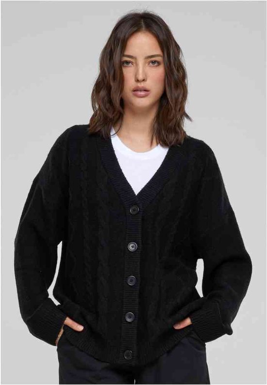 Urban Classics - Cable Knit Cardigan - XXL - Zwart