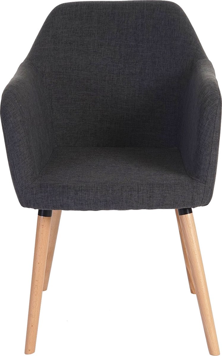 Cosmo Casa Eetkamerstoel Malmö - keukenstoel - Retro jaren 50 ontwerp - Textiel - Grijs - Lichte poten