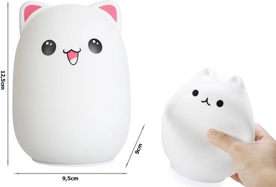Kindernachtlampje led - kitten - Zacht knuffelbaar materiaal - Nachtlamp kinderkamer van Merkloos — afbeelding 2