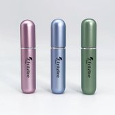 Fritzline® Navulbare parfum verstuiver Set van 3 - parfumverstuiver navulbaar - verstuiver flesjes leeg - mini - 5 ml - blauw roze groen