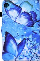 Luxe Bescherm-Etui Hoes Map geschikt voor Samsung Galaxy Tab A9 Plus - 11 - Vlinders Blauw