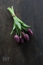Kunst tulpen boeket - aubergine | paars - 25cm - 5 stelen - Vintage & More - tulpenboeket - tulp - kunstbloemen boeket - nep tulpen - tulpen die net echt lijken