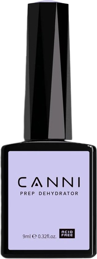 CANNI Prep Dehydrator, 9ml. Paarse fles met zwarte dop. "Acid Free" is zichtbaar.