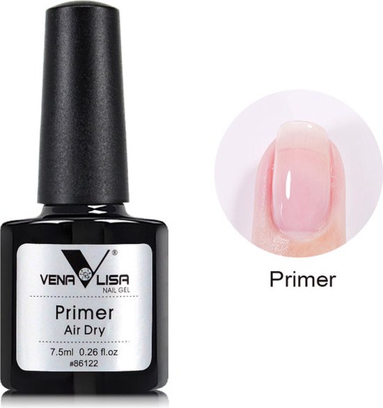 VENA LISA Nail Gel Primer, 7.5ml. Duidelijke primer met applicator op een schone nagel.