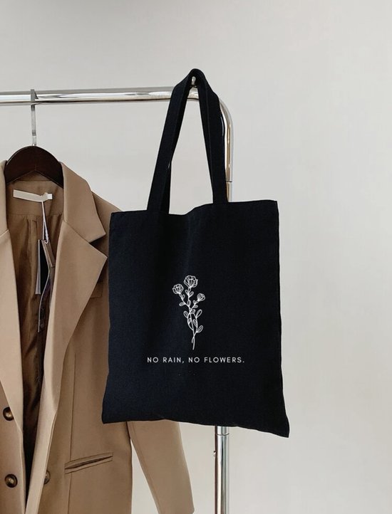 Tote Bag - Grafische tas - Shopper - Zwart - Inspirerende tekst print - Duurzaam - Trending