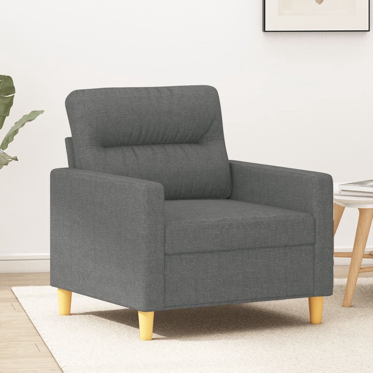 vidaXL - Fauteuil - 60 - cm - stof - donkergrijs