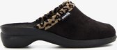 Blenzo dames pantoffels zwart met luipaard detail - Maat 40 - Sloffen