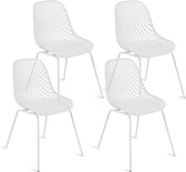 Set de 4 chaises Maelys piètement métal blanc pour salle à manger