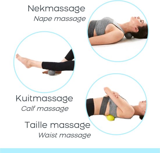 Vrouwen gebruiken stekelige massageballen voor nek-, kuit- en taille massage.