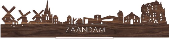 Standing Skyline Zaandam Notenhout - 60 cm - Woondecoratie design - Decoratie om neer te zetten en om op te hangen - Meer steden beschikbaar - Cadeau voor hem - Cadeau voor haar - Jubileum - Verjaardag - Housewarming - Interieur - WoodWideCities