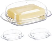 Beurrier en plastique Relaxdays - lot de 3 - récipient à beurre - avec couvercle - boîte à beurre