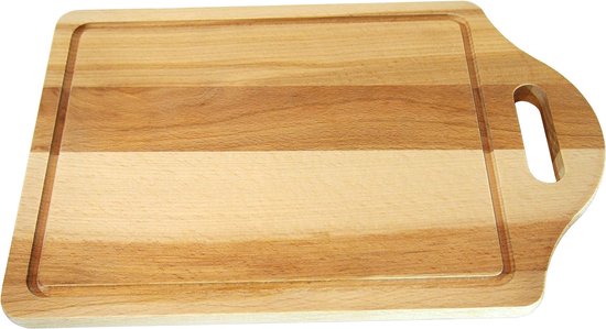 Foto: Hangende houten snijplank met sapgroef en ophanggat duurzaam beukenhout 30 5 x 20 x 1 5 cm