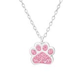 Amanto Kids Ketting Faden Pink - 925 Zilver - Pootje - 9x8 mm - 36+3 cm