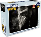 Puzzel Gorilla op zwarte achtergrond in zwart-wit - Legpuzzel - Puzzel 1000 stukjes volwassenen