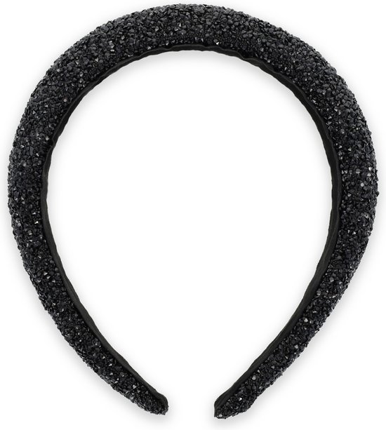 Zwarte glitter haarband, breed model.