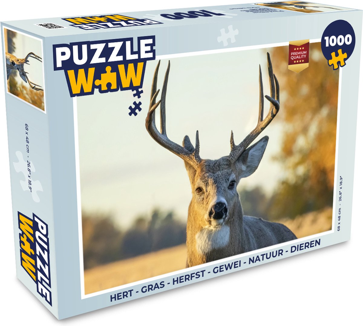 Puzzel Hert - Gras - Herfst - Gewei - Natuur - Dieren - Legpuzzel - Puzzel 1000 stukjes volwassenen