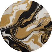 Abstract schilderij goud zwart wit 75x75 cm - Forex - Muurdecoratie abstract - Wandcirkels - Moderne kunst - Huisdecoratie - Slaapkamer schilderij - Woonkamer accessoires