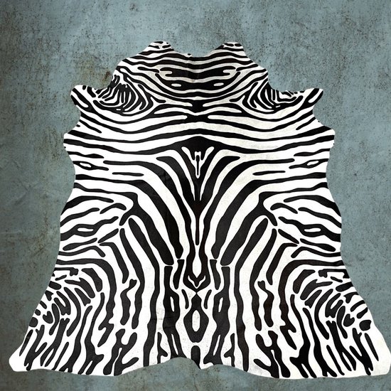 Koeienhuid - Zebra - Zebra pint - vloerkleed - 210x180 - zwart/wit/gebroken wit/beige