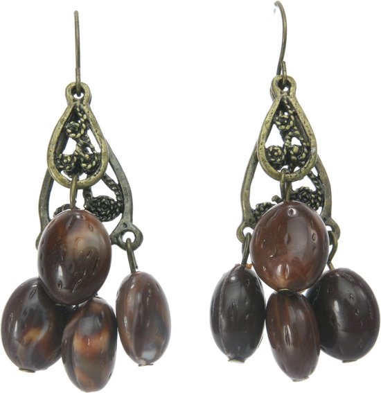 Boucles d'oreilles pendantes Behave au design vintage avec perles artisanales