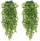 Pack of 4 Artificial Plant Hanging Artificial Hanging Plants Bamboo Leaves Plants Fake Green Plant Plastic Plants for Wall Balcony Garden Wedding Indoor Outdoor Decoration