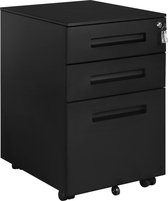 Rootz Rolling Office Cabinet - Mobiel archiefsysteem - Documentopslag - Veilige ladekast - Draagbare organizer - Bestandshouder - Zwart - 45x60x39cm