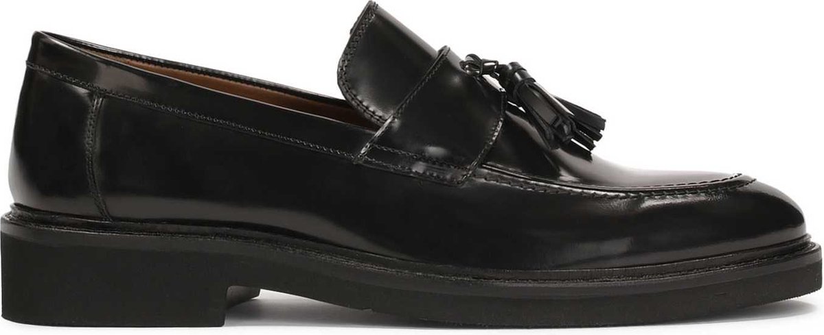 Black men's loafers with a clutch