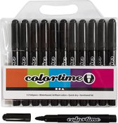 Stiften - Viltstiften - Zwart - Semi Transparant - Lijndikte 5mm - Colortime - 12 stuks