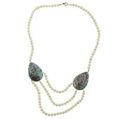 Behave Ketting - kralenketting - dames - wit - abalone schelp - 60 cm