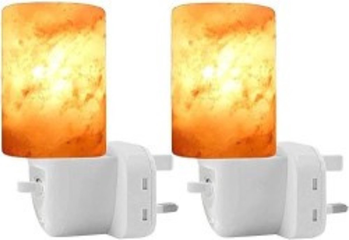 Zoutlamp Himalayazout Zoutlamp Nachtlampje Himalaya Zoutlamp Zoutsteen Lamp 2-delig Unieke Stekker voor Luchtzuivering EU-Stekker (cilindervorm)