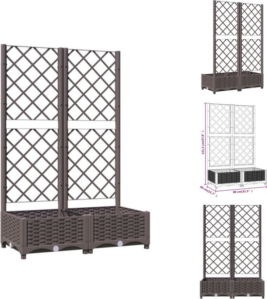 Plantenbak met latwerk 43x43x142 cm PP mokka kopen