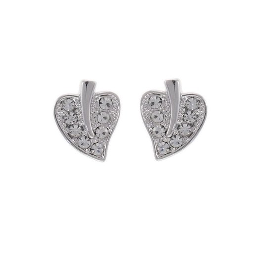 Behave - Oorknoppen dames - zilverkleur blad kristal - elegant stijlmoment