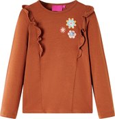 vidaXL-Kindershirt-met-lange-mouwen-bloemenprint-116-cognackleurig