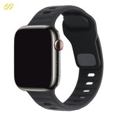 Convient pour bracelet Apple Watch - Siliconen Plein air - Zwart - 42/ 44/45/49mm - Pour iWatch 1,2,3,4,5,6,7,8,9,SE, Ultra