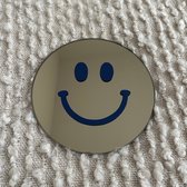 Donkerblauwe Smiley Spiegel - 20cm - Rond