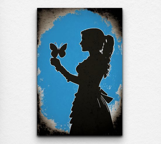 banksy - glasschilderij vrouw - glasschilderijen - banksy art - glasschilderij banksy - glasschilderij blauw - 80 x 120 cm 5mm