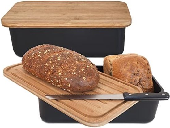 HollyHOME Natuurlijke bamboe broodbakken voor keuken, broodopslagcontainers, aanrecht broodtrommel met bovendeksel, natuurlijk